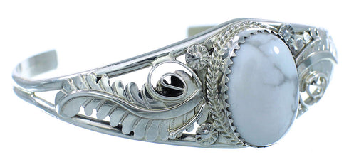 Howlite Sterling Silver Native American Leaf Cuff Bracelet RX102744